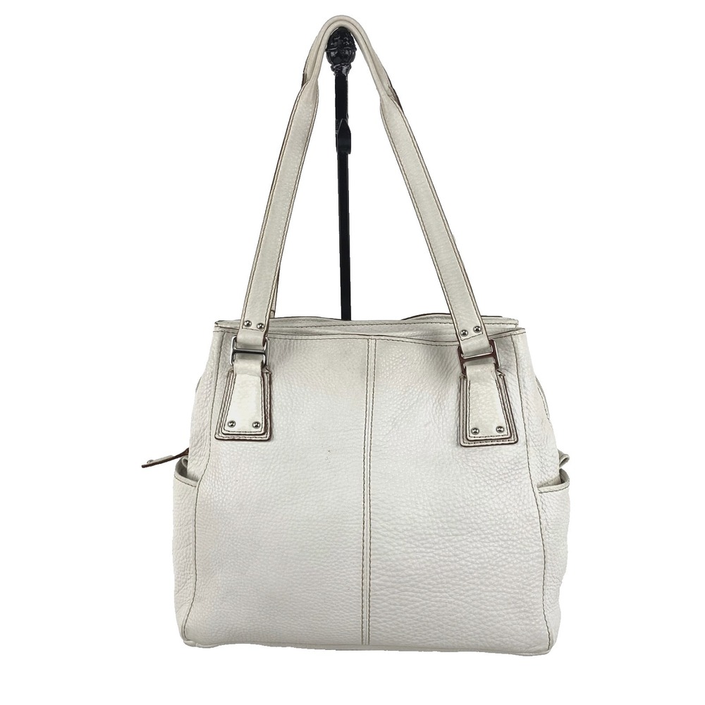 Fossil Blackburn Leather Satchel Tote White Large Purse Shoulder Bag Handbag Exc